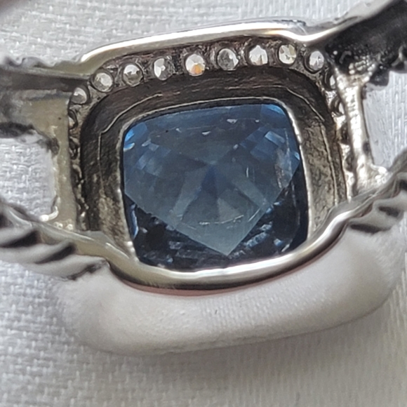 Blue Cubic Zirconia Double Cable Style Blue Ice Ring Size 9.25 - Picture 7 of 12